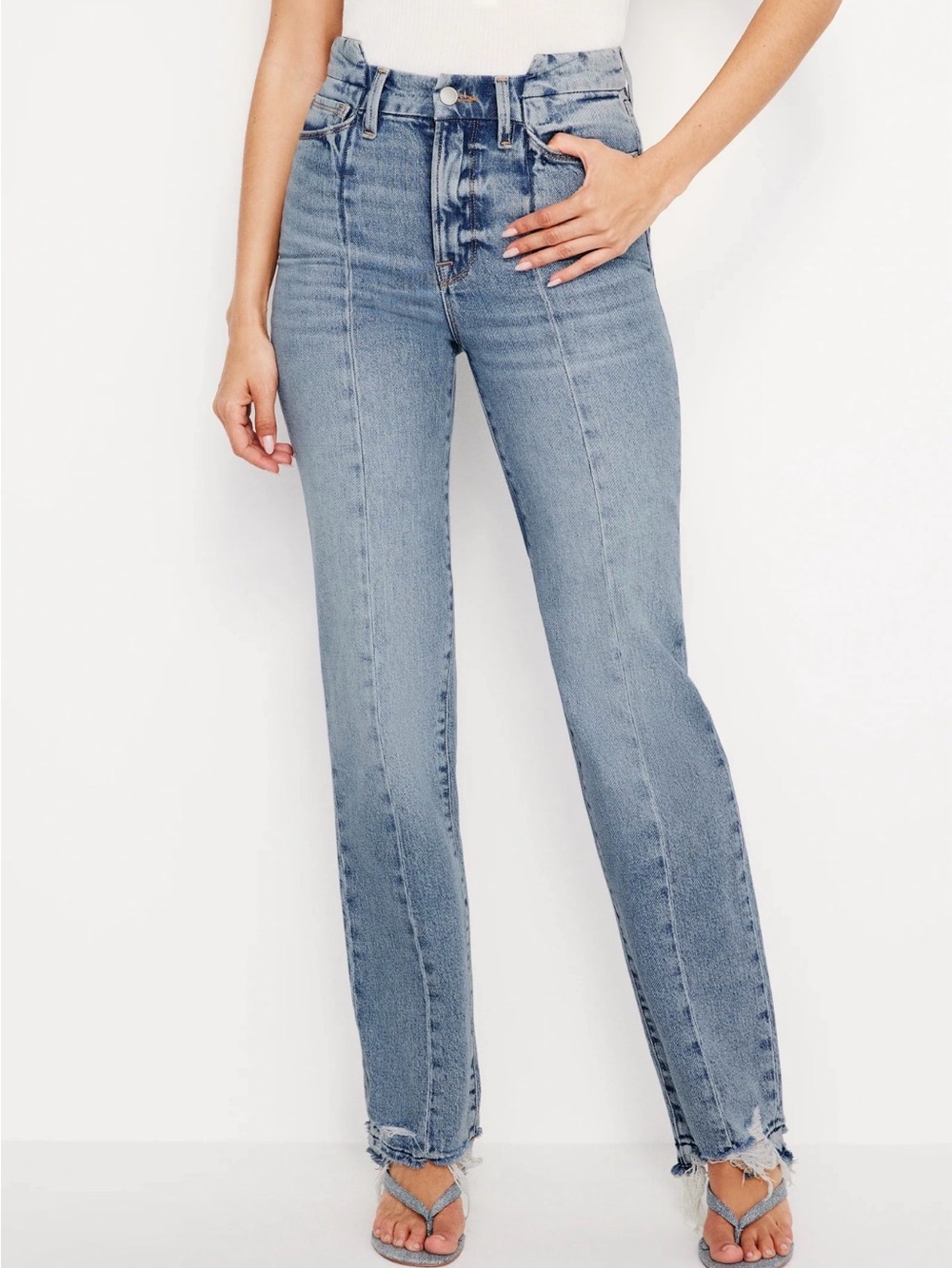Good American Good Boy Indigo Straight Jeans Size 10/30